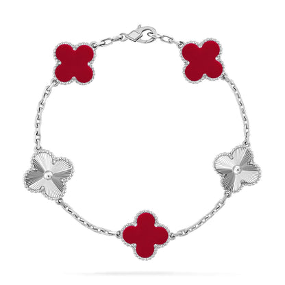 [Lume Jewels]New  CLOVER 5 MOTIF RED CORNELIAN BRACELET COLLECTION