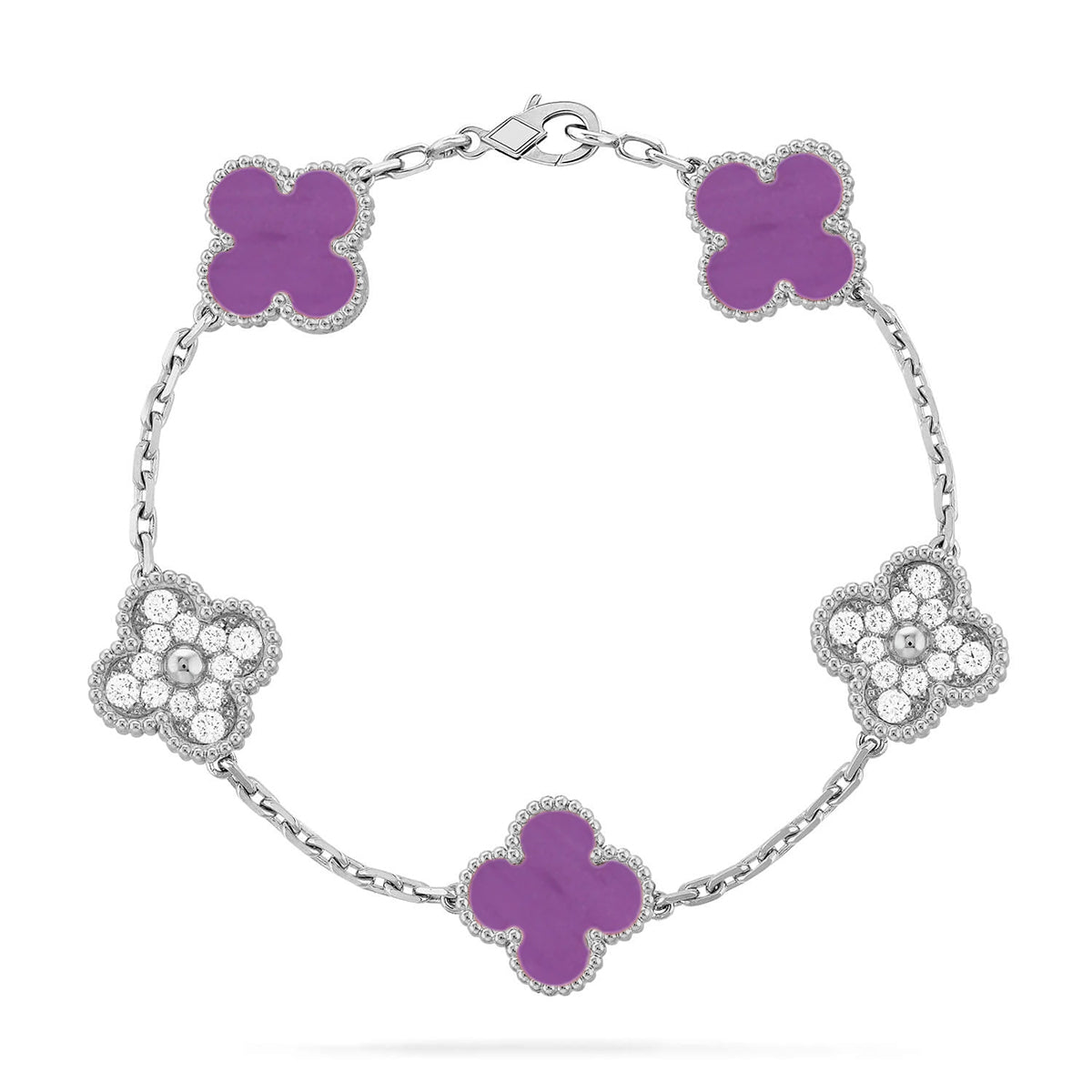 [Lume Jewels]New  CLOVER 5 MOTIF VIOLET BRACELET COLLECTION