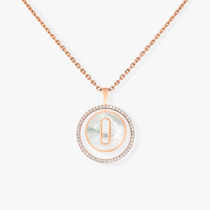 [Lume Jewels]LUCKY MOVE 1 DIAMOND WHITE MOTHER OF PEARL PINK GOLD DIAMOND NECKLACE