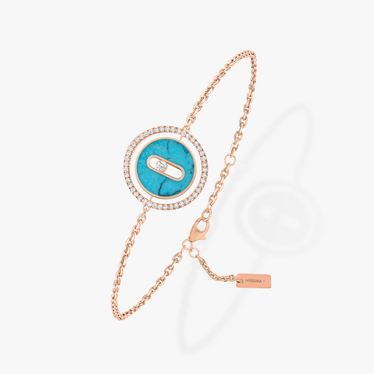 [Lume Jewels]LUCKY MOVE TURQUOISE PINK GOLD DIAMOND BRACELET(Adjustable)