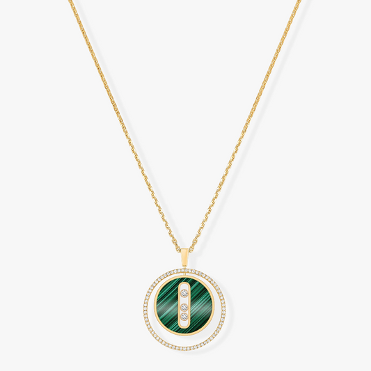 [Lume Jewels]LUCKY MOVE 3 DIAMOND MALACHITE GOLD DIAMOND NECKLACE