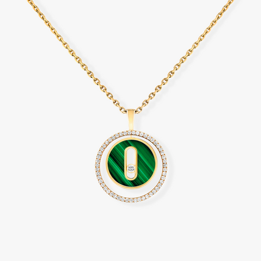 [Lume Jewels]LUCKY MOVE 1 DIAMOND MALACHITE GOLD DIAMOND NECKLACE