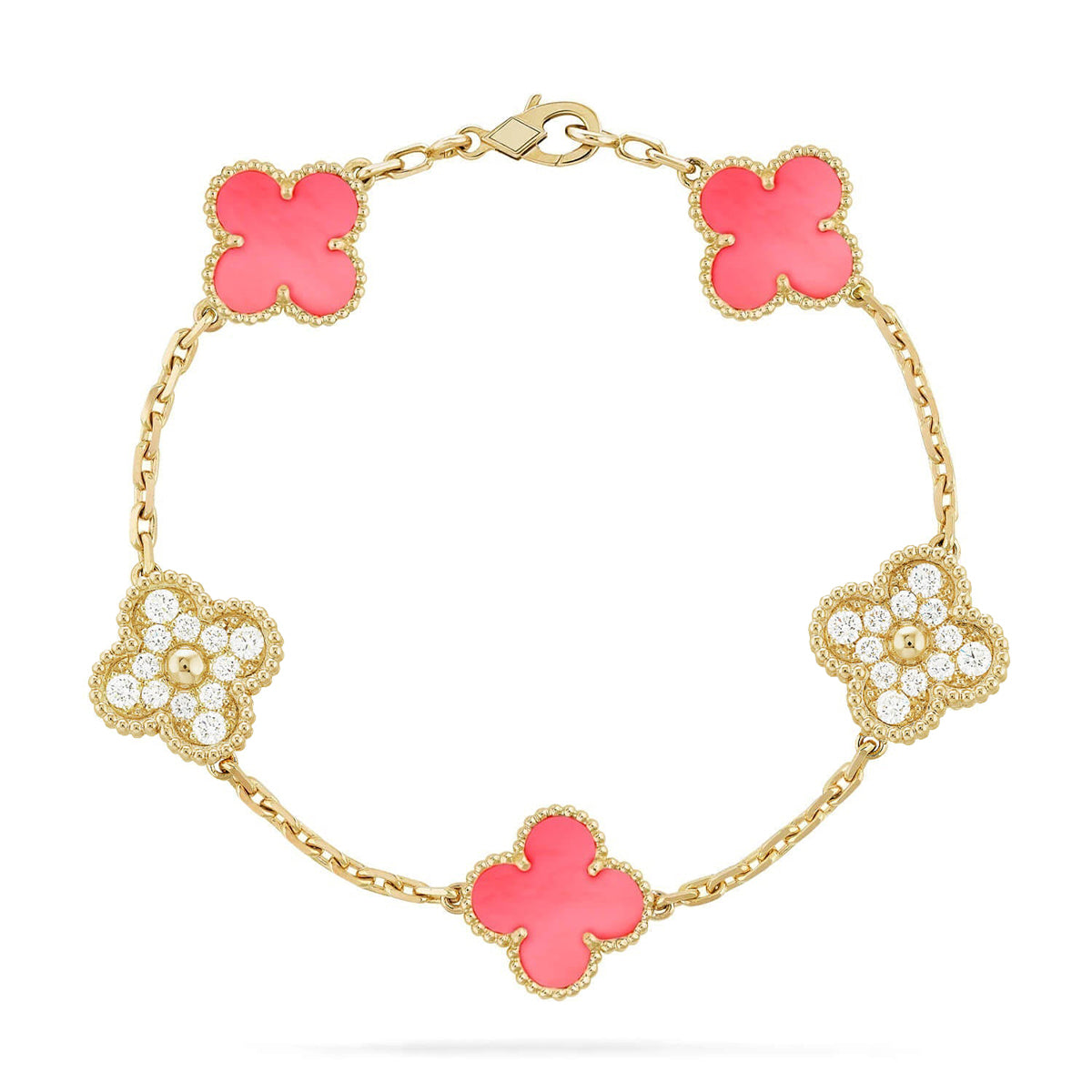 [Lume Jewels]New  CLOVER 5 MOTIFS  PINK MOP BRACELET COLLECTION
