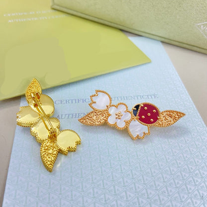 [Lume Jewels] Petal Leaf Ladybug Brooch