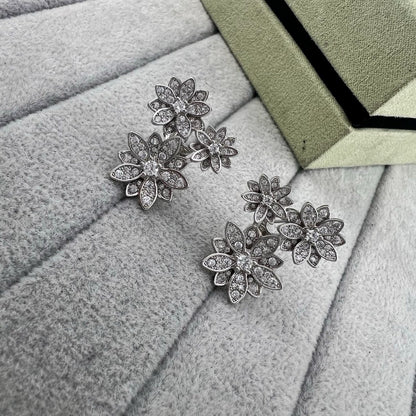 [Lume Jewels] Full Diamond Hollow Lotus Necklace Set