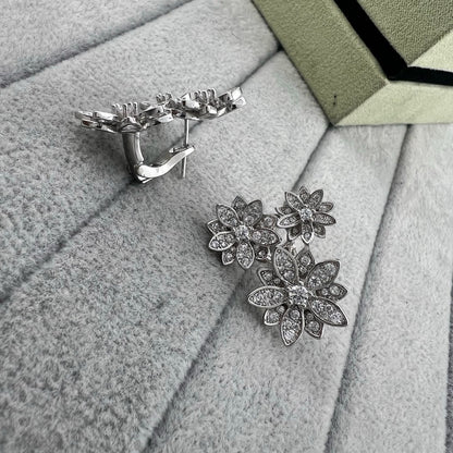 [Lume Jewels] Full Diamond Hollow Lotus Necklace Set
