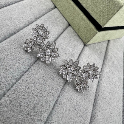 [Lume Jewels] Full Diamond Hollow Lotus Necklace Set