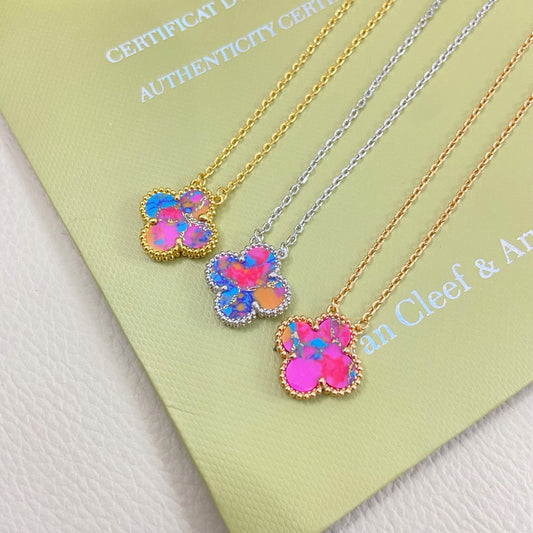 [Lume Jewels] 2026 New Plum Red Four-Leaf Clover Necklace