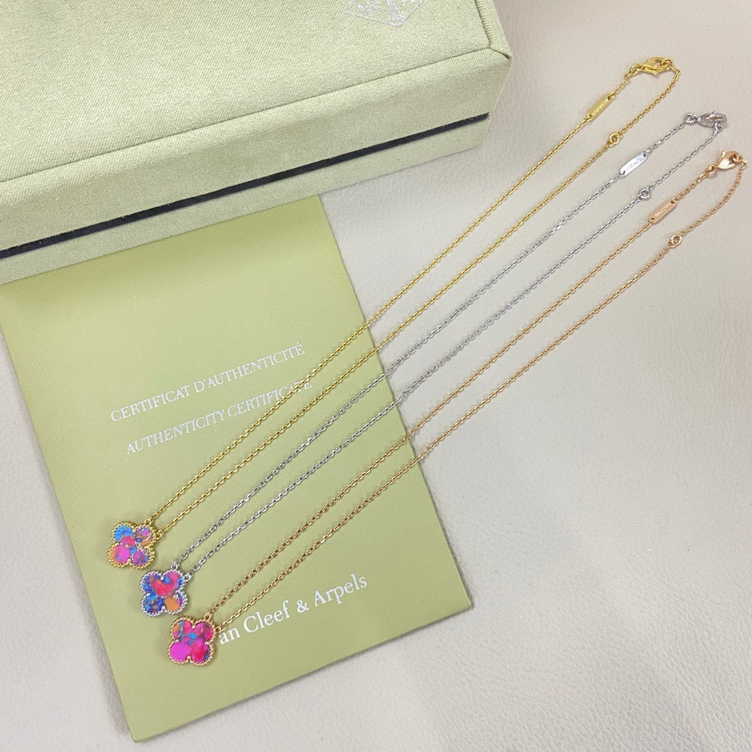 [Lume Jewels] 2026 New Plum Red Four-Leaf Clover Necklace