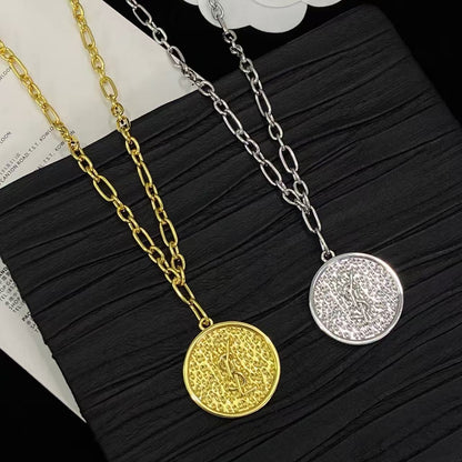 [Lume Jewels]Double-Chain Disc Pendant Necklace