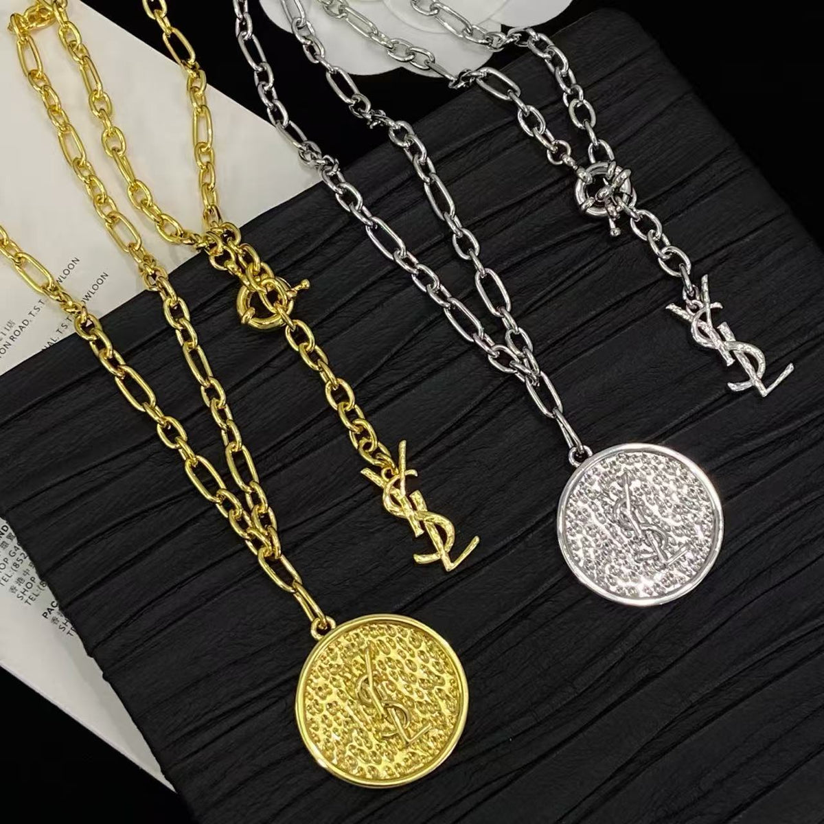 [Lume Jewels]Double-Chain Disc Pendant Necklace
