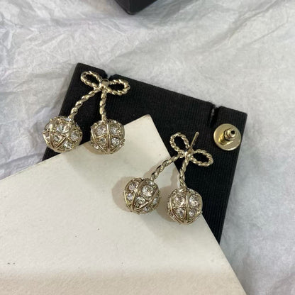 [Lume Jewels] Cherry Crystal Pavé Necklace & Stud Earrings& SeracelettB