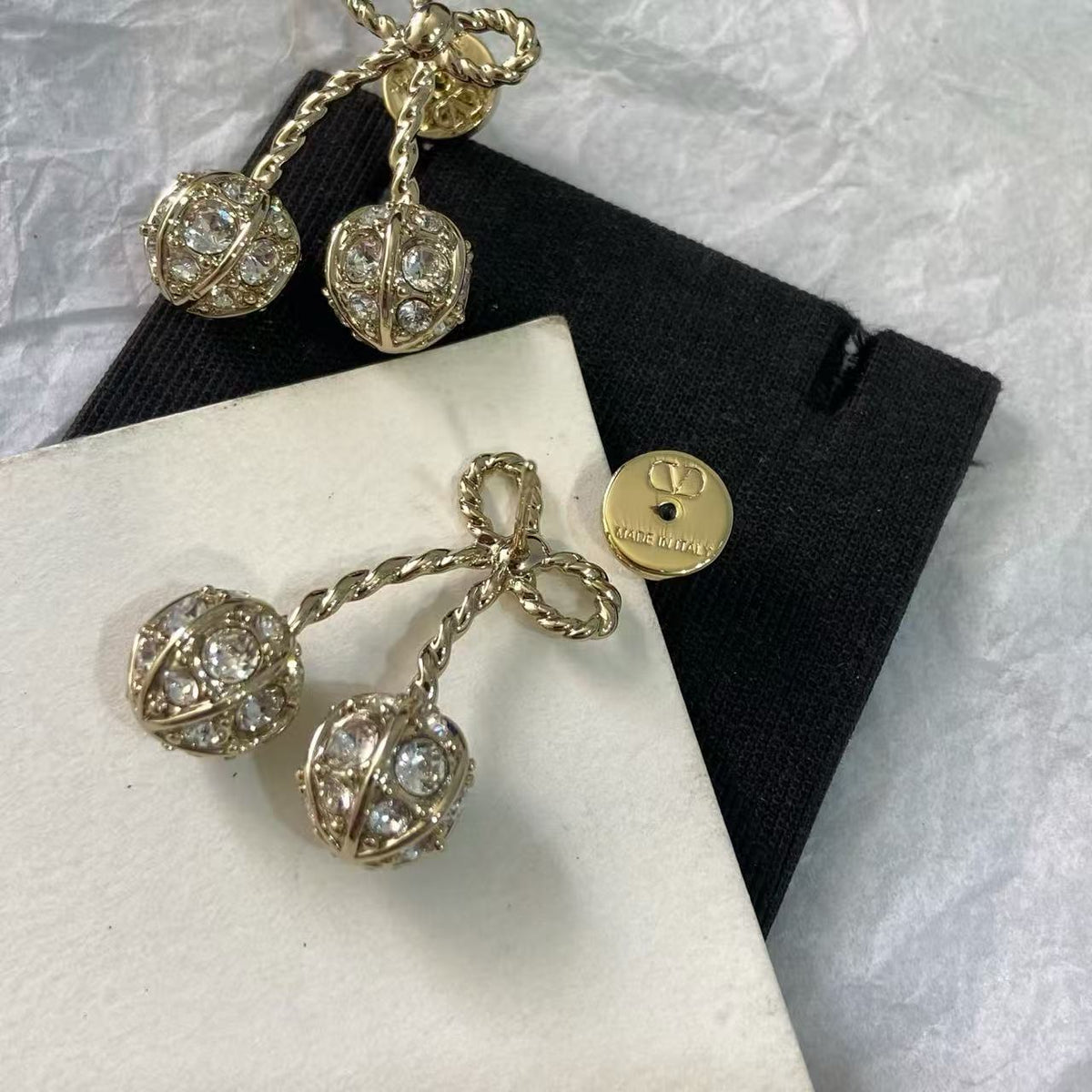 [Lume Jewels] Cherry Crystal Pavé Necklace & Stud Earrings& SeracelettB