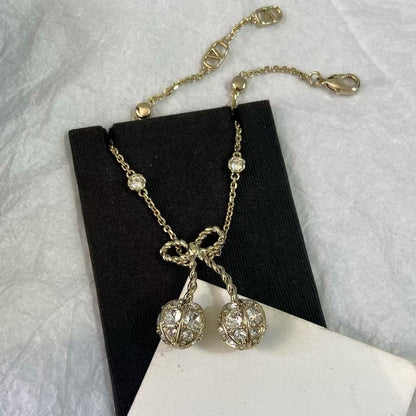 [Lume Jewels] Cherry Crystal Pavé Necklace & Stud Earrings& SeracelettB