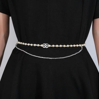 [Lume Jewels]Double C Pearl Waist Chain