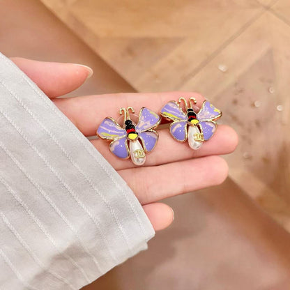 [Lume Jewels] Ladybug Enamel & Faux Pearl Clip-On Earrings