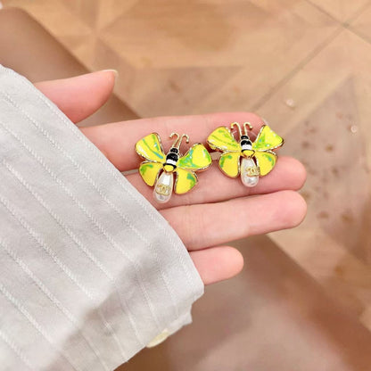 [Lume Jewels] Ladybug Enamel & Faux Pearl Clip-On Earrings