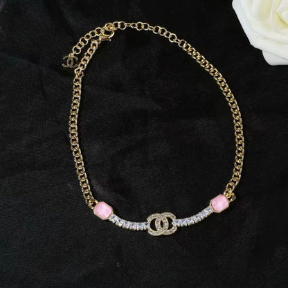 [Lume Jewels]Pink Sugar Cube Double CC Crystal Choker