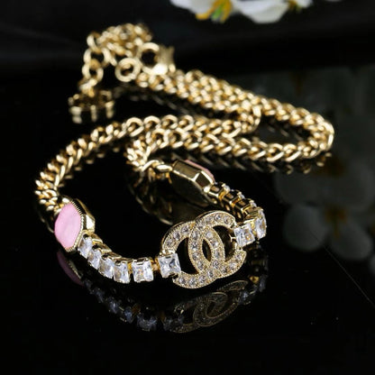 [Lume Jewels]Pink Sugar Cube Double CC Crystal Choker