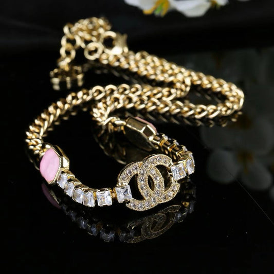 [Lume Jewels]Pink Sugar Cube Double CC Crystal Choker