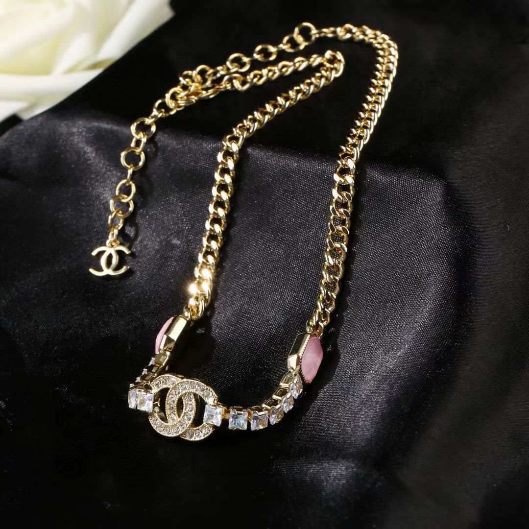[Lume Jewels]Pink Sugar Cube Double CC Crystal Choker
