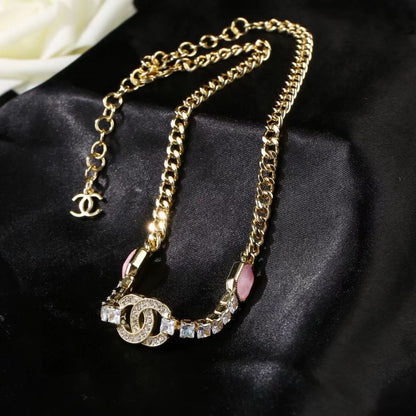 [Lume Jewels]Pink Sugar Cube Double CC Crystal Choker