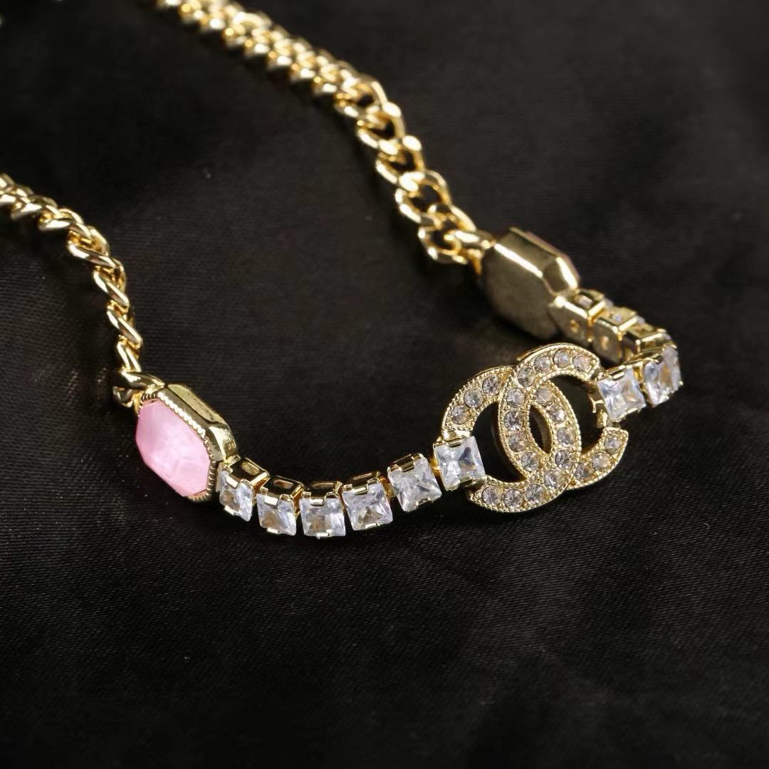[Lume Jewels]Pink Sugar Cube Double CC Crystal Choker