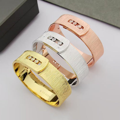 [Lume Jewels]Polished Brushed Bangle, Large Engraved Sliding Bangle
