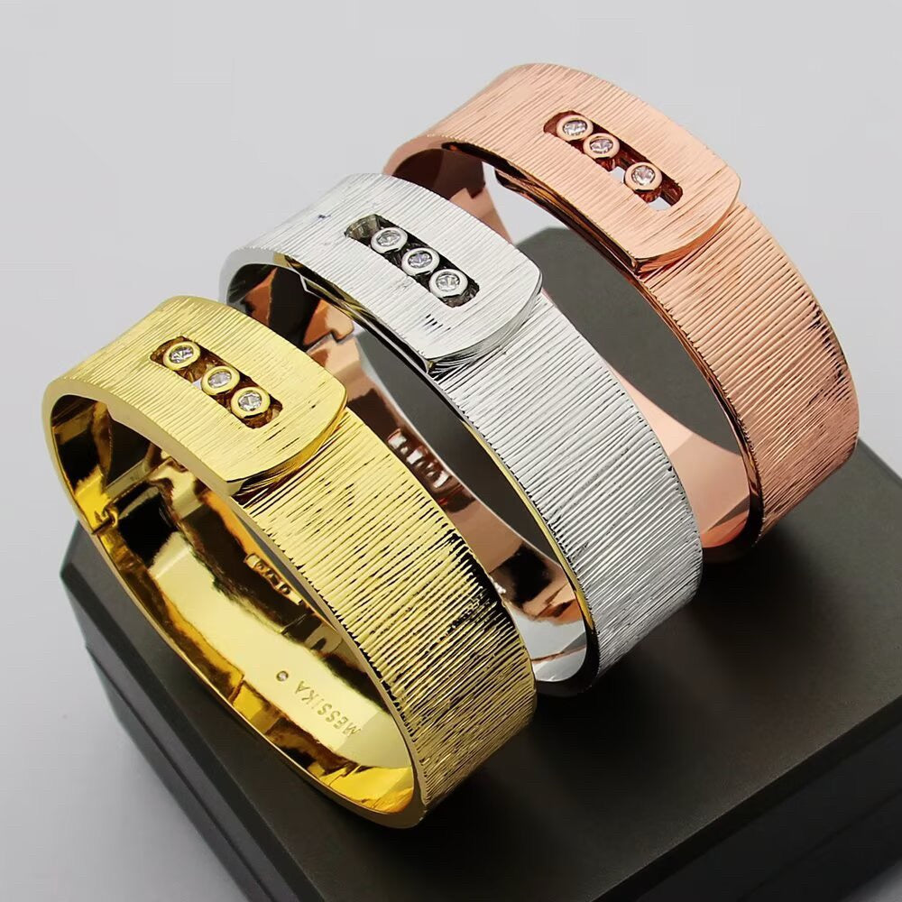 [Lume Jewels]Polished Brushed Bangle, Large Engraved Sliding Bangle