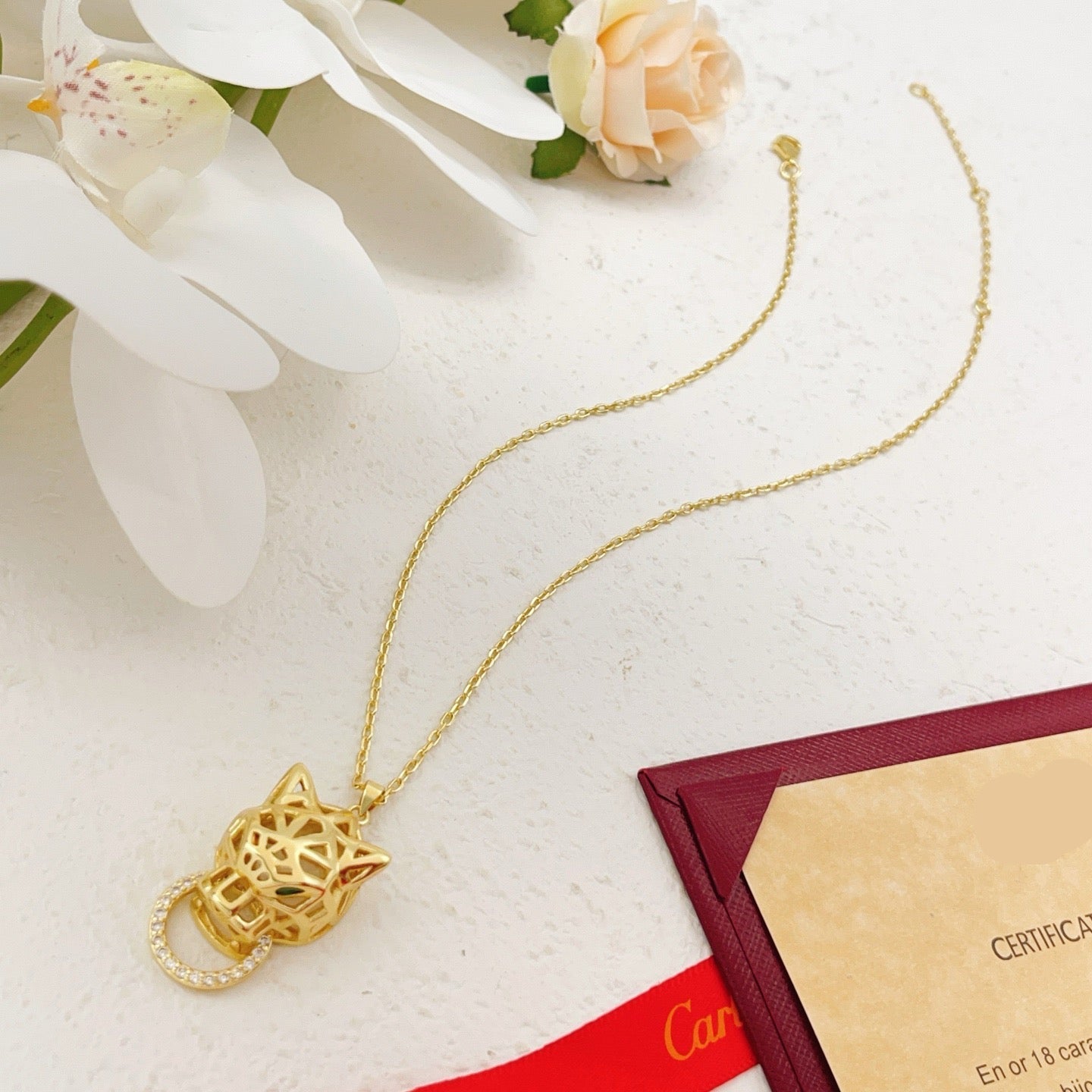 ¡®Lume Jewelry¡¯Openwork Panther‑Head Doorknocker Necklace