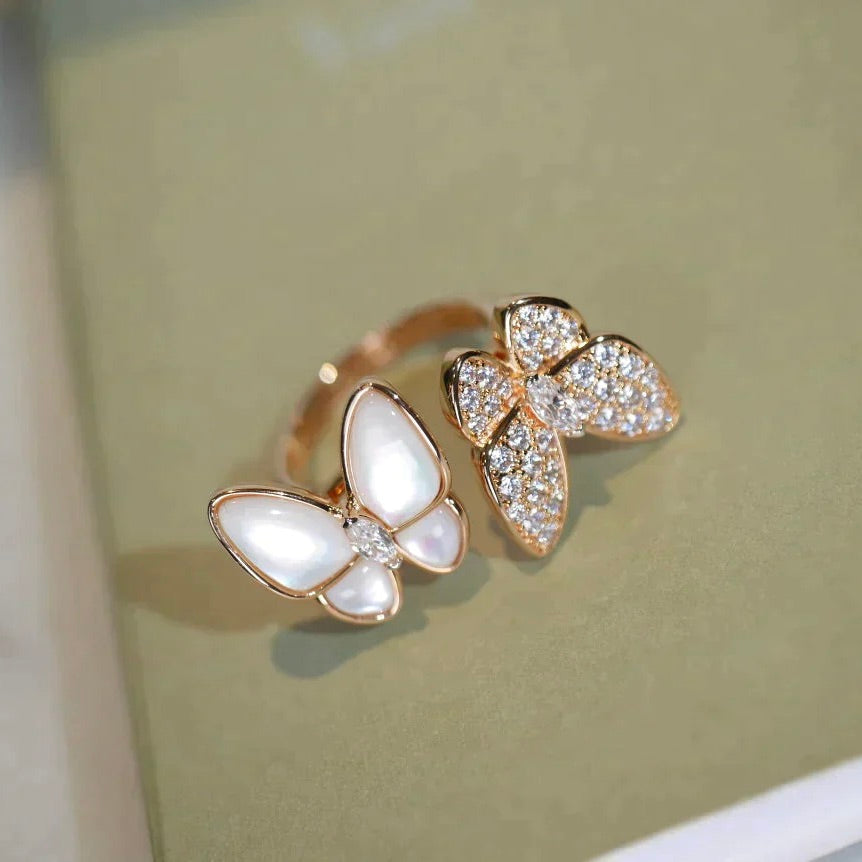 ¡®Lume Jewels¡¯TWIN BUTTERFLY DIAMOND MOP RING