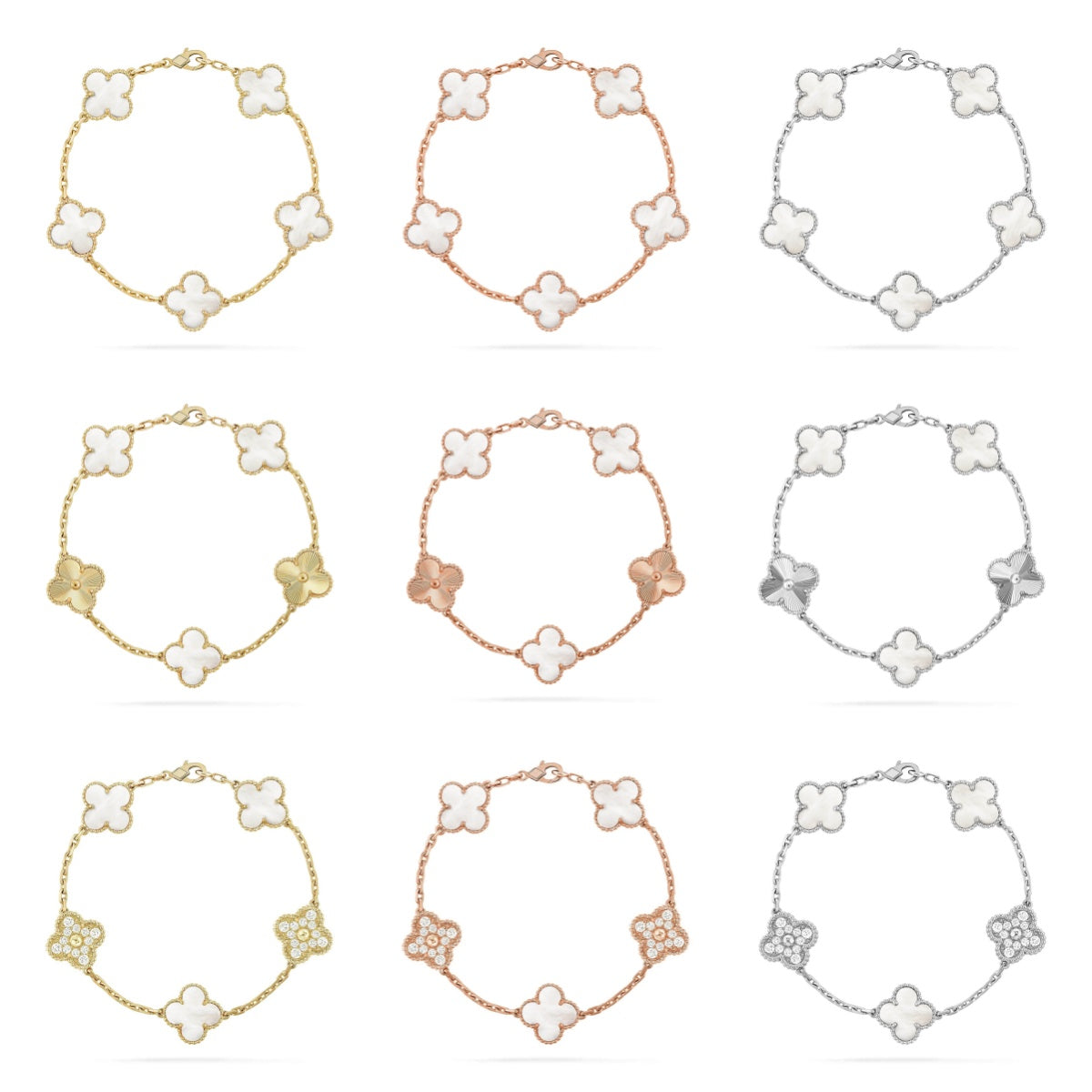[Lume Jewels]New CLOVER WHITE PEARL MOP 5 MOTIF BRACELET COLLECTION