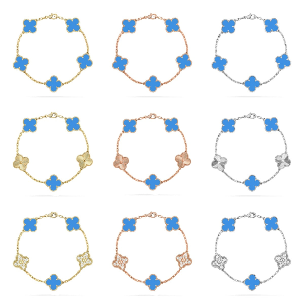 [Lume Jewels]New CLOVER 5 MOTIF BLUE AGATE BRACELET COLLECTION