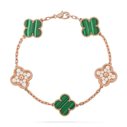 [Lume Jewels]New  CLOVER 5 MOTIF MALACHITE BRACELET COLLECTION