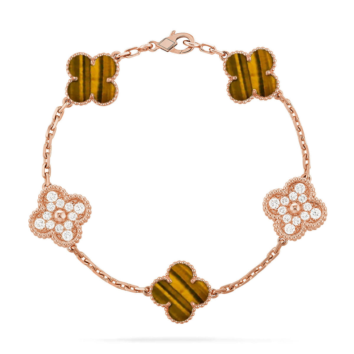 [Lume Jewels]New  CLOVER 5 MOTIFS TIGER EYE BRACELET COLLECTION