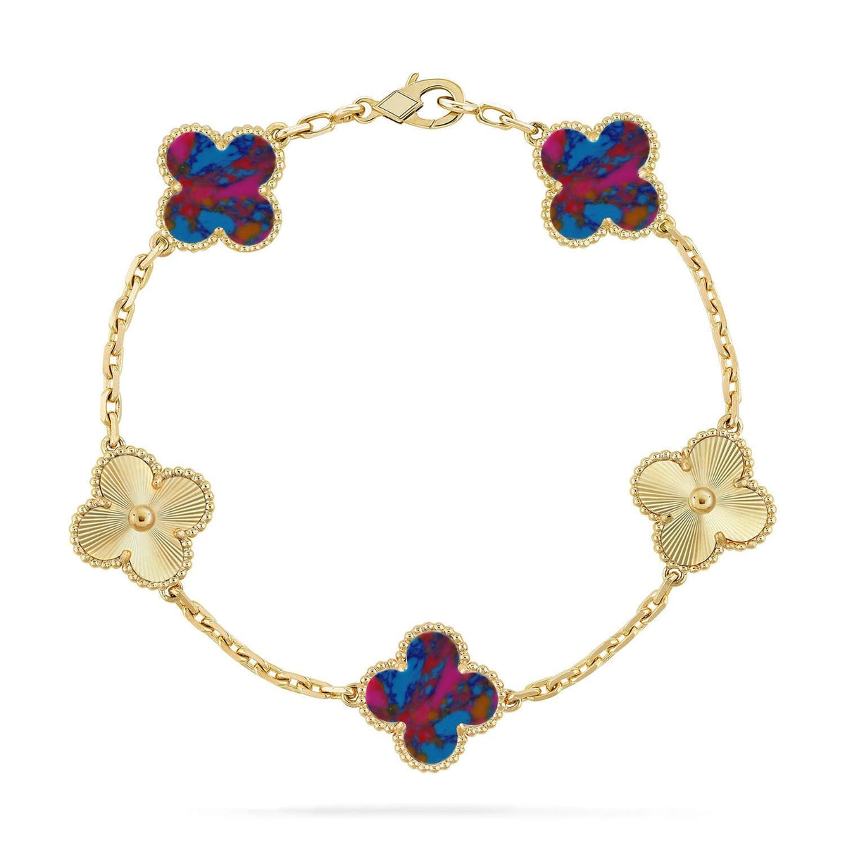[Lume Jewels]New CLOVER 5 MOTIF COLOR GEMSTONES BRACELET COLLECTION