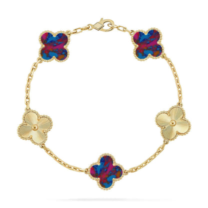 [Lume Jewels]New CLOVER 5 MOTIF COLOR GEMSTONES BRACELET COLLECTION