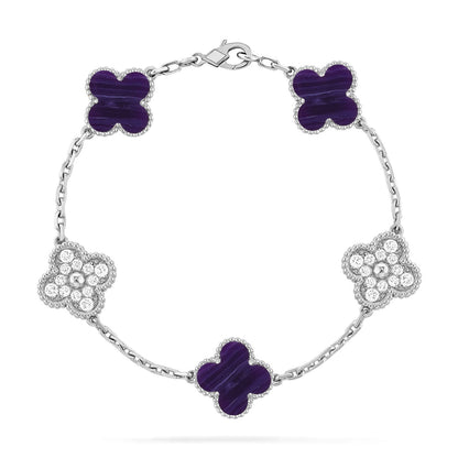[Lume Jewels]New CLOVER 5 MOTIF PURPLE STRIPES BRACELET COLLECTION