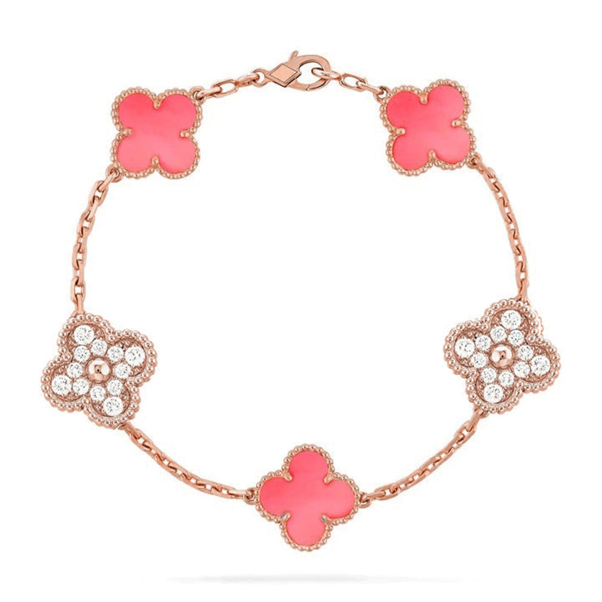 [Lume Jewels]New  CLOVER 5 MOTIFS  PINK MOP BRACELET COLLECTION