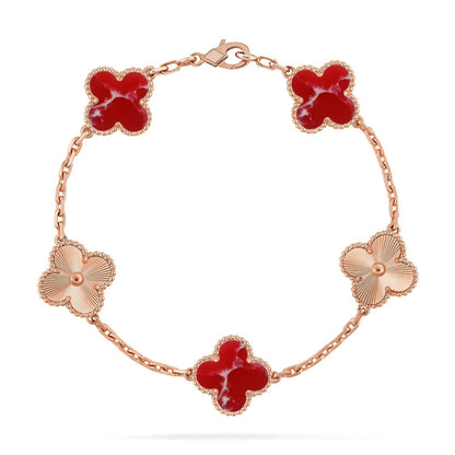 [Lume Jewels]New CLOVER 5 MOTIF RED PATTERN BRACELET COLLECTION