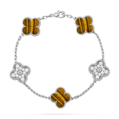 [Lume Jewels]New  CLOVER 5 MOTIFS TIGER EYE BRACELET COLLECTION