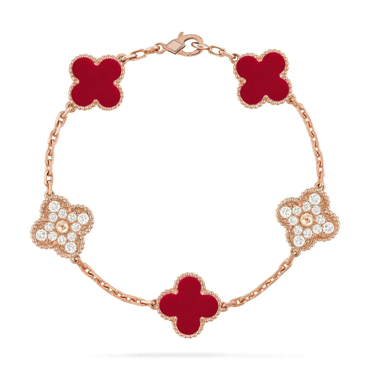 [Lume Jewels]New  CLOVER 5 MOTIF RED CORNELIAN BRACELET COLLECTION