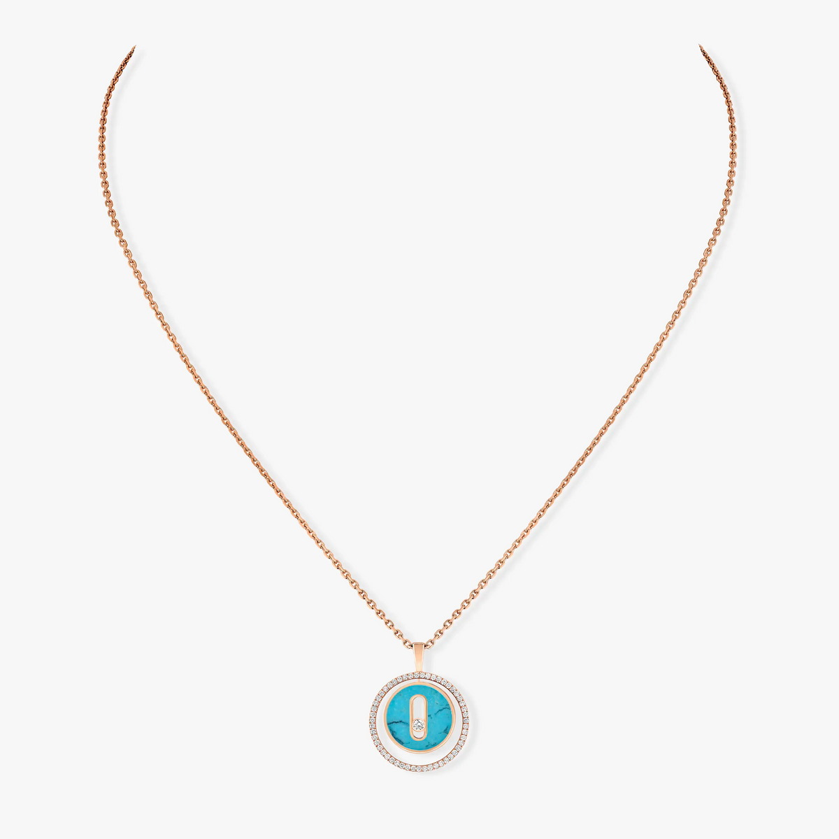 [Lume Jewels]LUCKY MOVE 1 DIAMOND TURQUOISE PINK GOLD DIAMOND NECKLACE