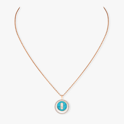 [Lume Jewels]LUCKY MOVE 1 DIAMOND TURQUOISE PINK GOLD DIAMOND NECKLACE