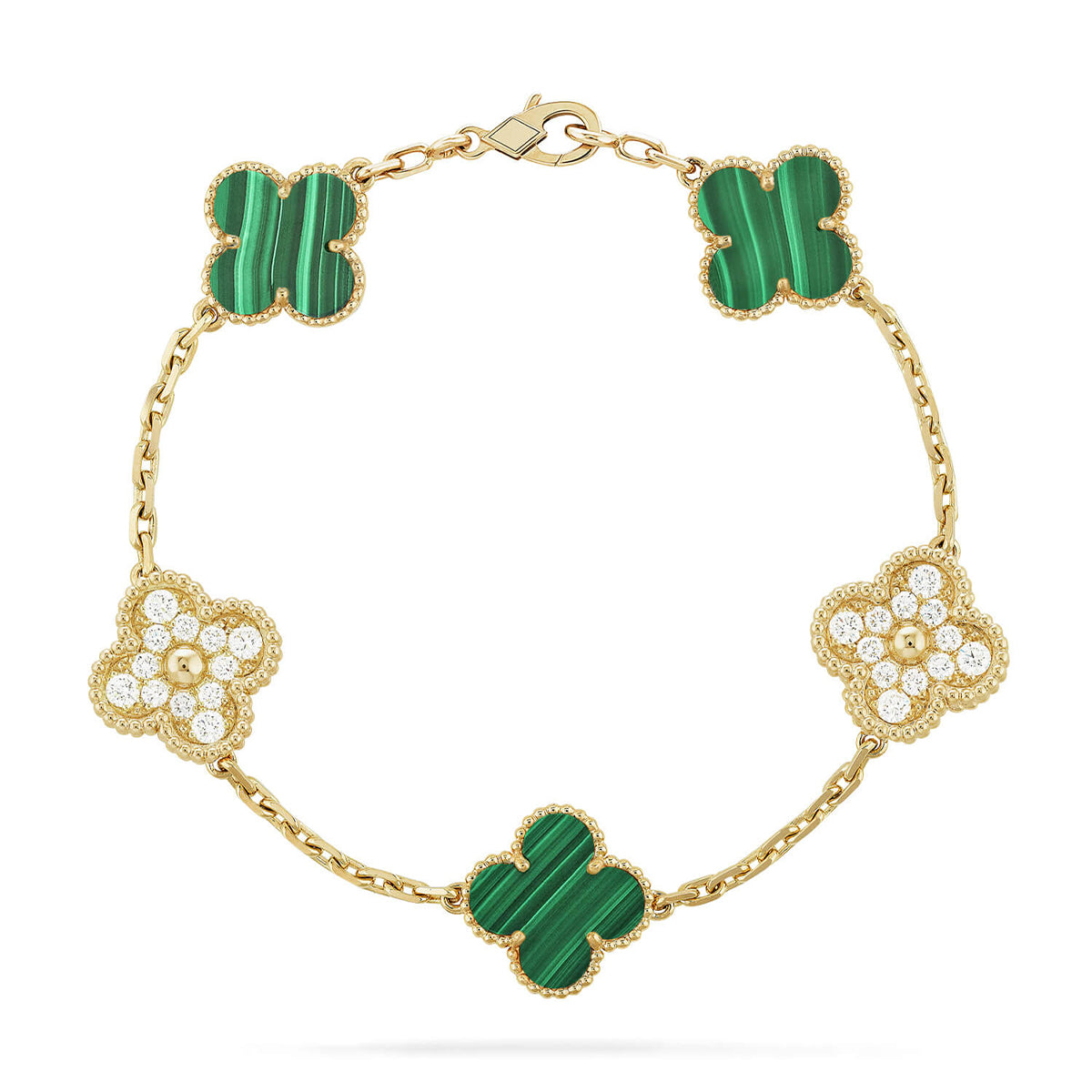 [Lume Jewels]New  CLOVER 5 MOTIF MALACHITE BRACELET COLLECTION