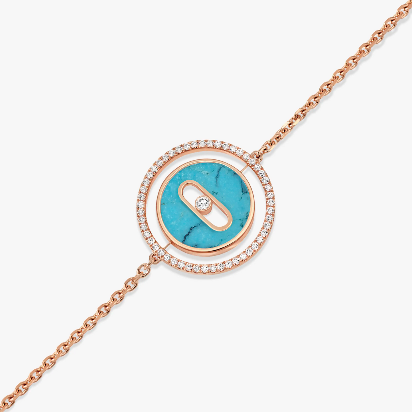 [Lume Jewels]LUCKY MOVE TURQUOISE PINK GOLD DIAMOND BRACELET(Adjustable)