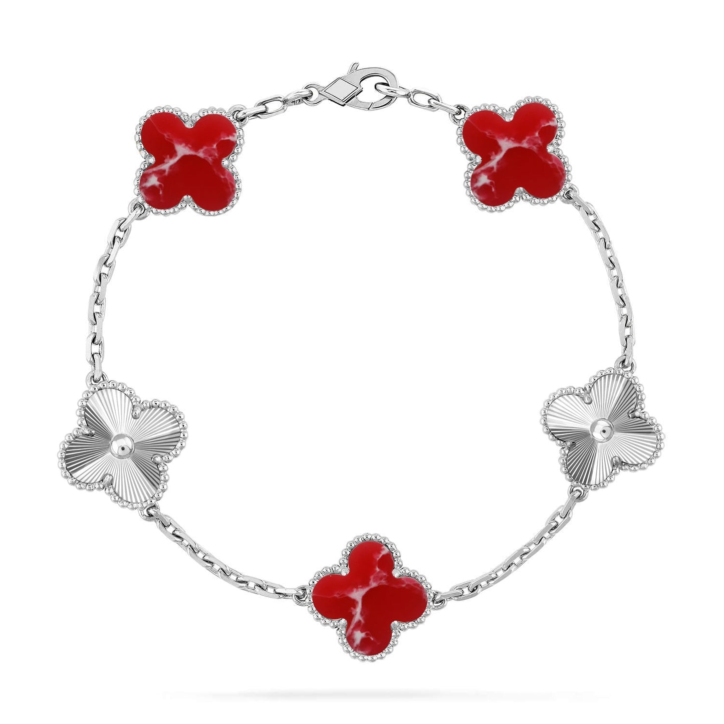 [Lume Jewels]New CLOVER 5 MOTIF RED PATTERN BRACELET COLLECTION