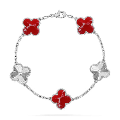 [Lume Jewels]New CLOVER 5 MOTIF RED PATTERN BRACELET COLLECTION