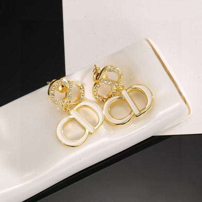 [Lume Jewels]Gold CD Letter Stud Earrings