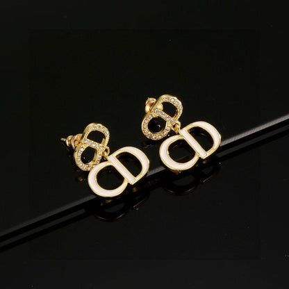 [Lume Jewels]Gold CD Letter Stud Earrings